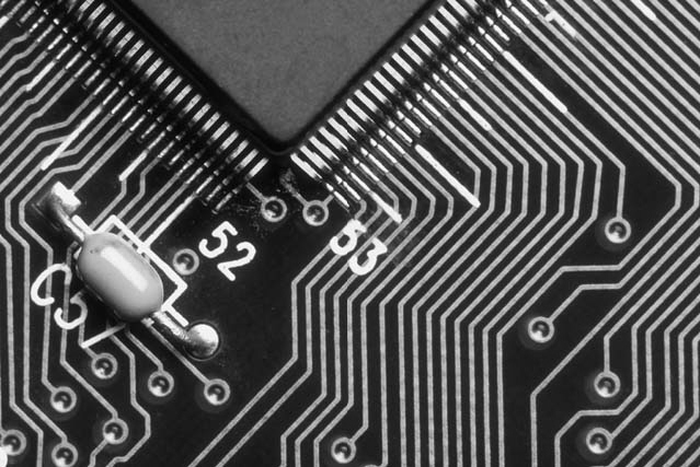 computer chip in black and white
