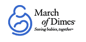 March of Dimes Logo, stick figure of mom holding baby
