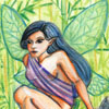 I love fairies!  Watercolor pencils on paper, 5"X8"