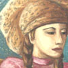 Pastel of a costumed model